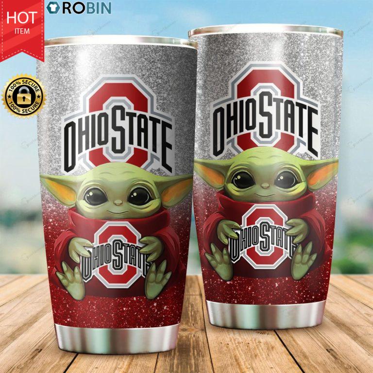 Baby Yoda Hug Ohio State Buckeyes 20oz Tumbler