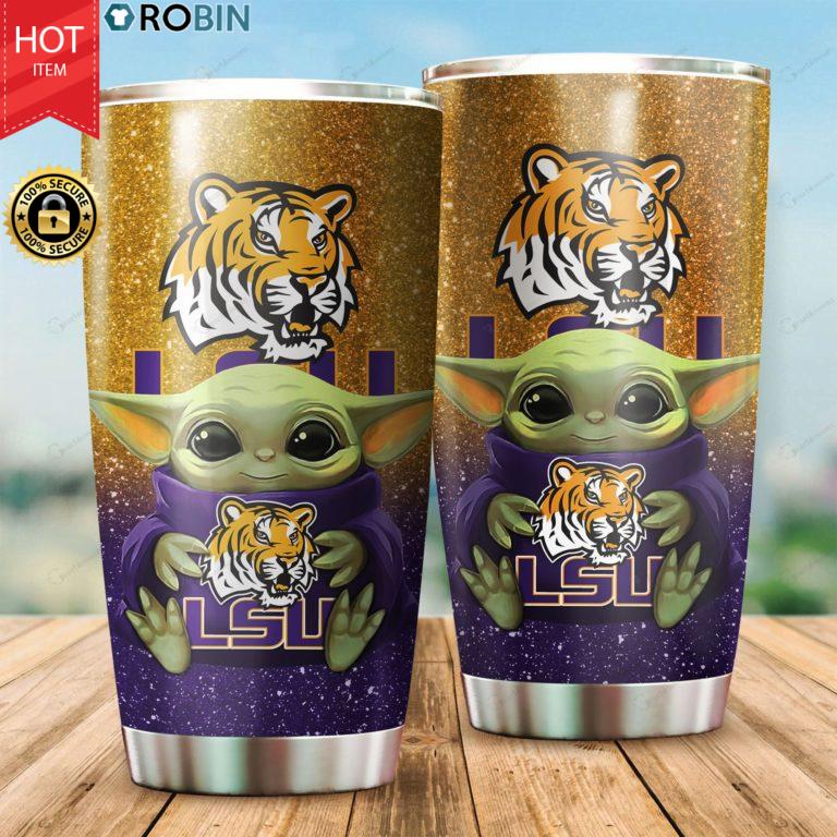 Baby Yoda Hug LSU Tigers 20oz Tumbler