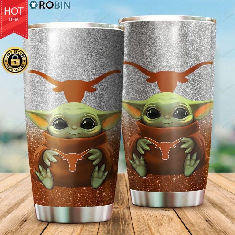 Baby Yoda Hug Texas Longhorns 20oz Tumbler