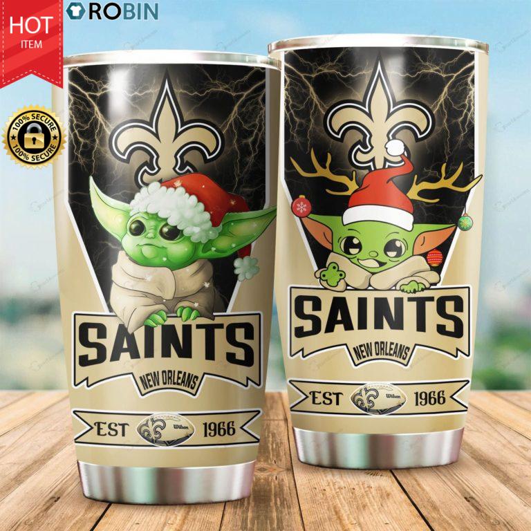 Christmas Baby Yoda New Orleans Saints NFL 20oz Tumbler