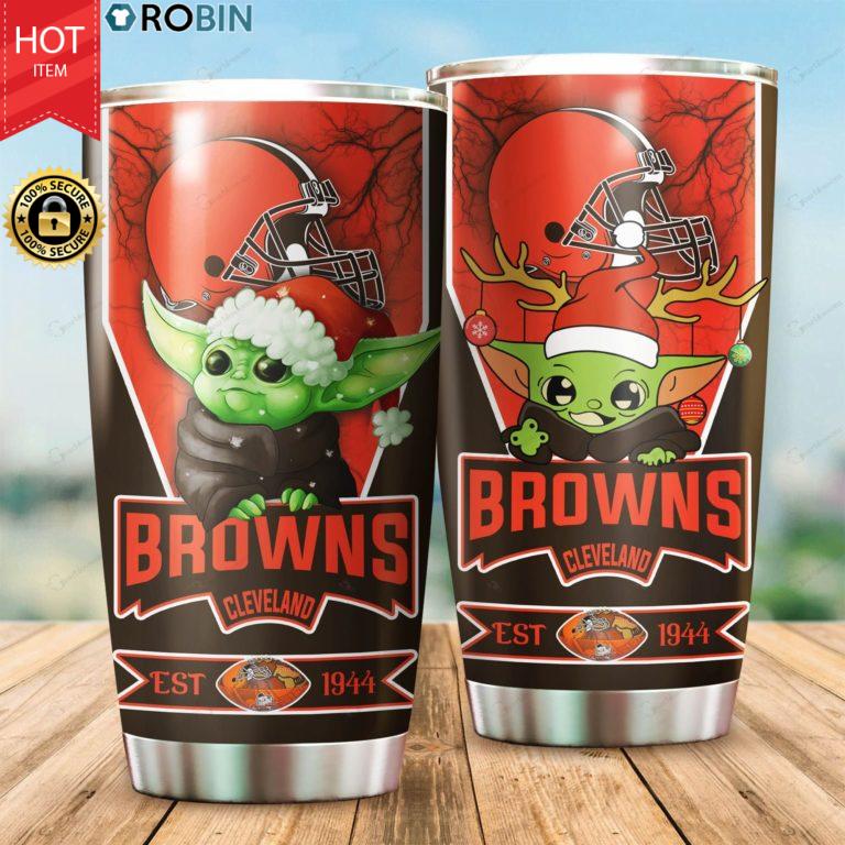 Christmas Baby Yoda Cleveland Browns NFL 20oz Tumbler