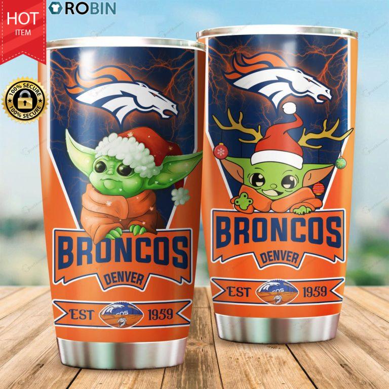 Christmas Baby Yoda Denver Broncos NFL 20oz Tumbler