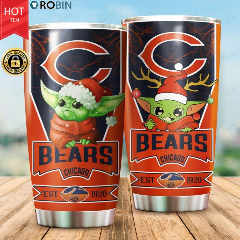 Christmas Baby Yoda Chicago Bears NFL 20oz Tumbler