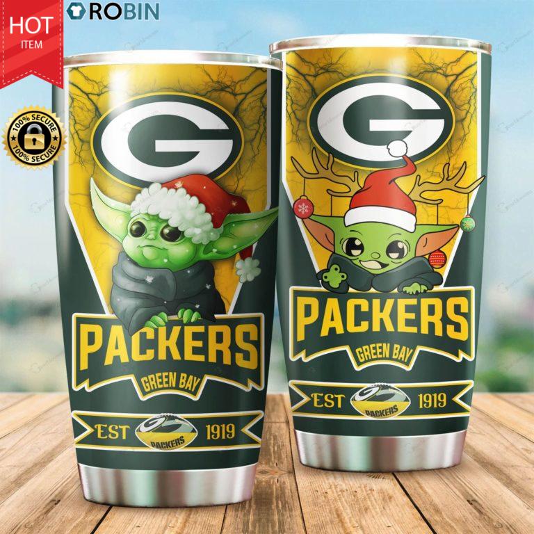 Christmas Baby Yoda Green Bay Packers NFL 20oz Tumbler