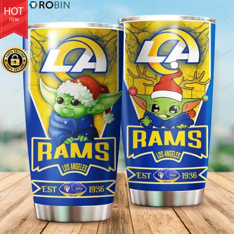 Christmas Baby Yoda Los Angeles Rams NFL 20oz Tumbler