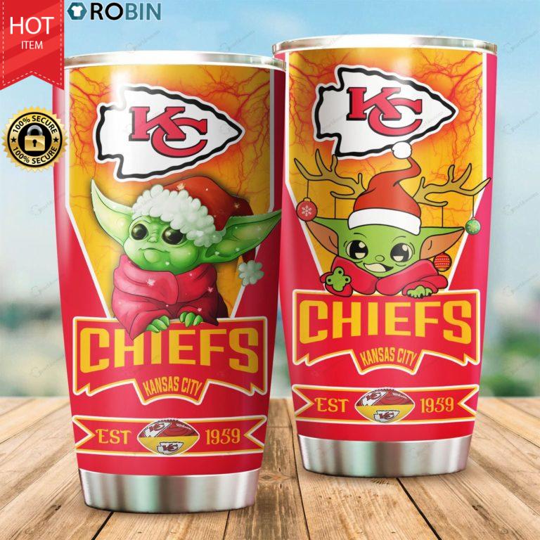 Christmas Baby Yoda Kansas City Chiefs NFL 20oz Tumbler
