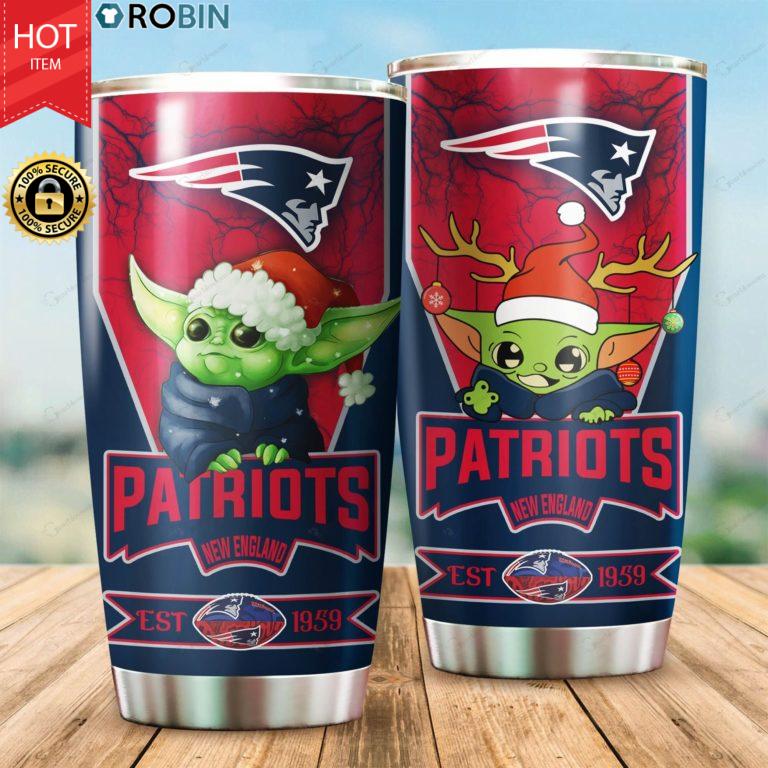 Christmas Baby Yoda New England Patriots NFL 20oz Tumbler