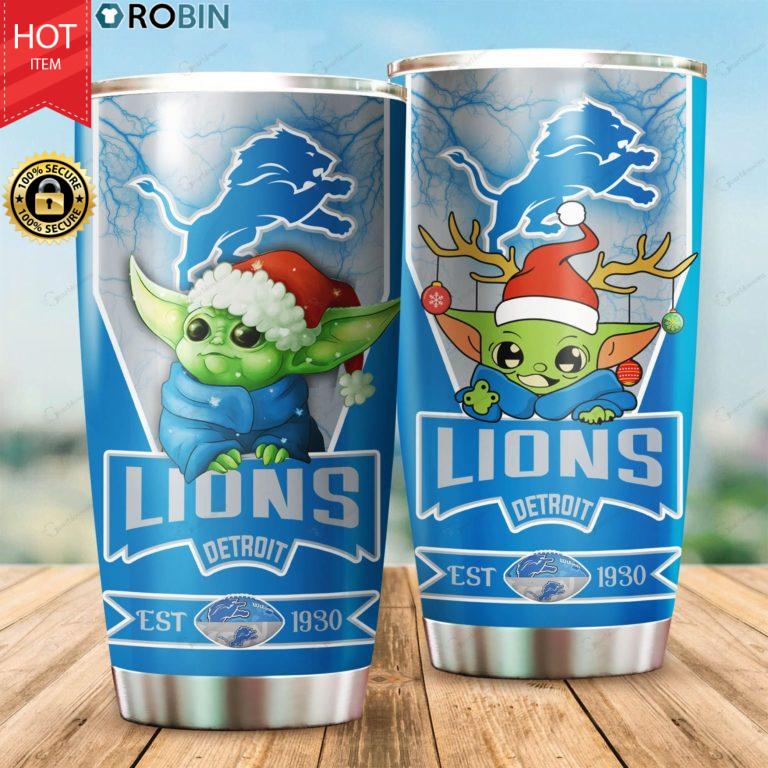 Christmas Baby Yoda Detroit Lions NFL 20oz Tumbler
