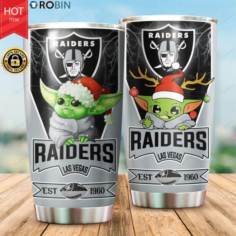 Christmas Baby Yoda Las Vegas Raiders NFL 20oz Tumbler