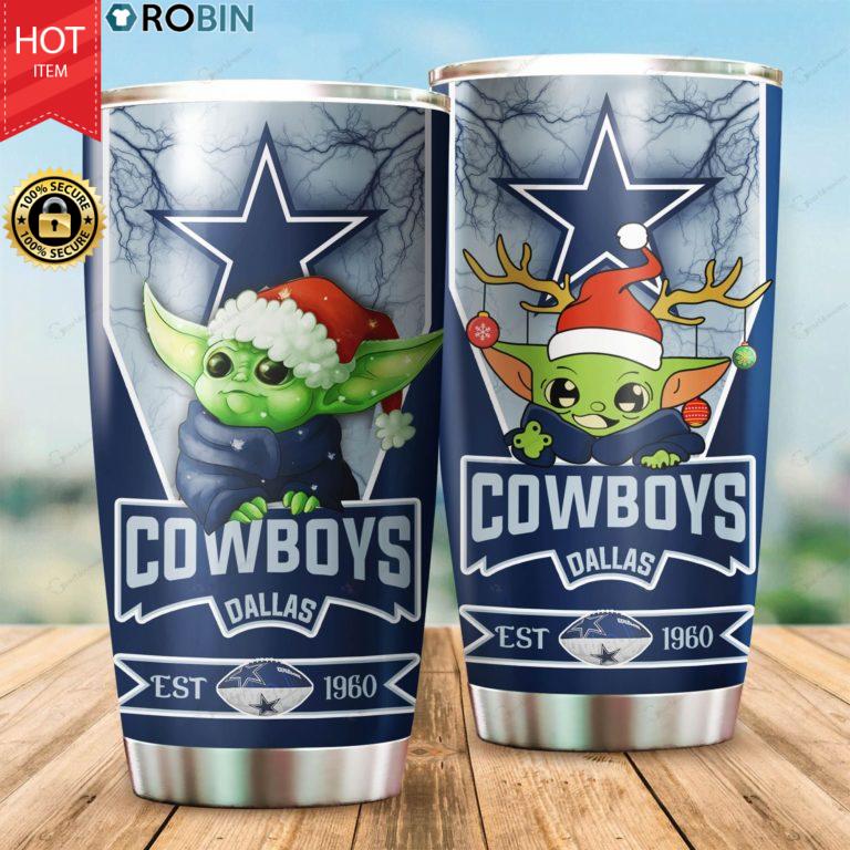 Christmas Baby Yoda Dallas Cowboys NFL 20oz Tumbler