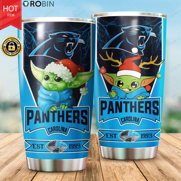 Christmas Baby Yoda Carolina Panthers NFL 20oz Tumbler