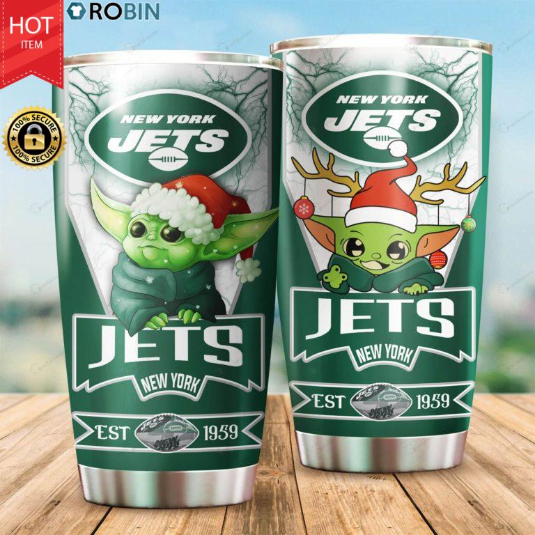 Christmas Baby Yoda New York Jets NFL 20oz Tumbler