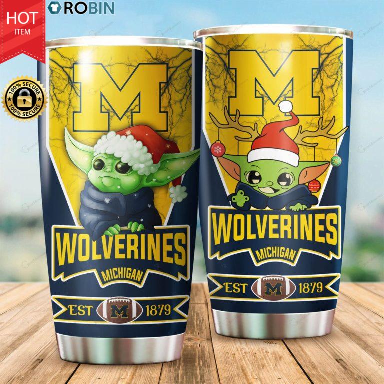 Christmas Baby Yoda Michigan Wolverines NCAA 20oz Tumbler