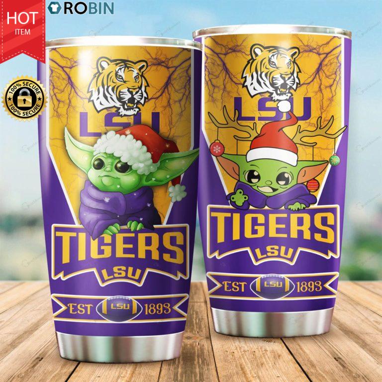 Christmas Baby Yoda LSU Tigers NCAA 20oz Tumbler