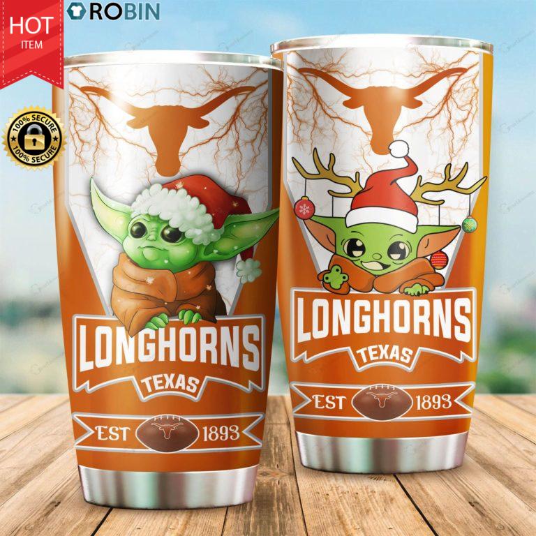 Christmas Baby Yoda Texas Longhorns NCAA 20oz Tumbler