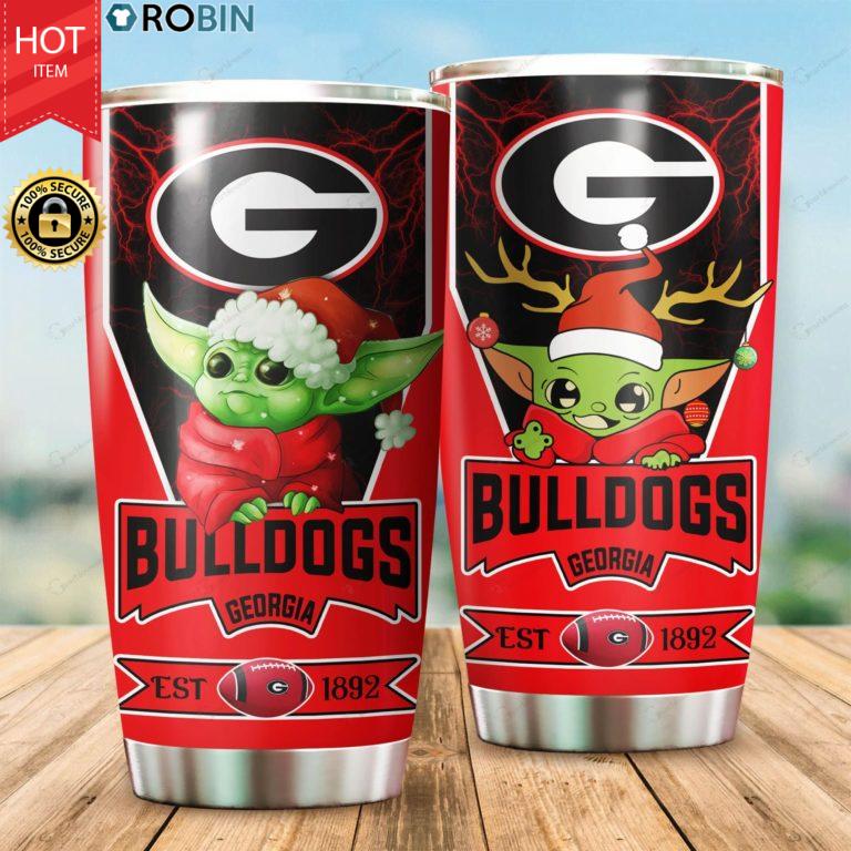Christmas Baby Yoda Georgia Bulldogs NCAA 20oz Tumbler