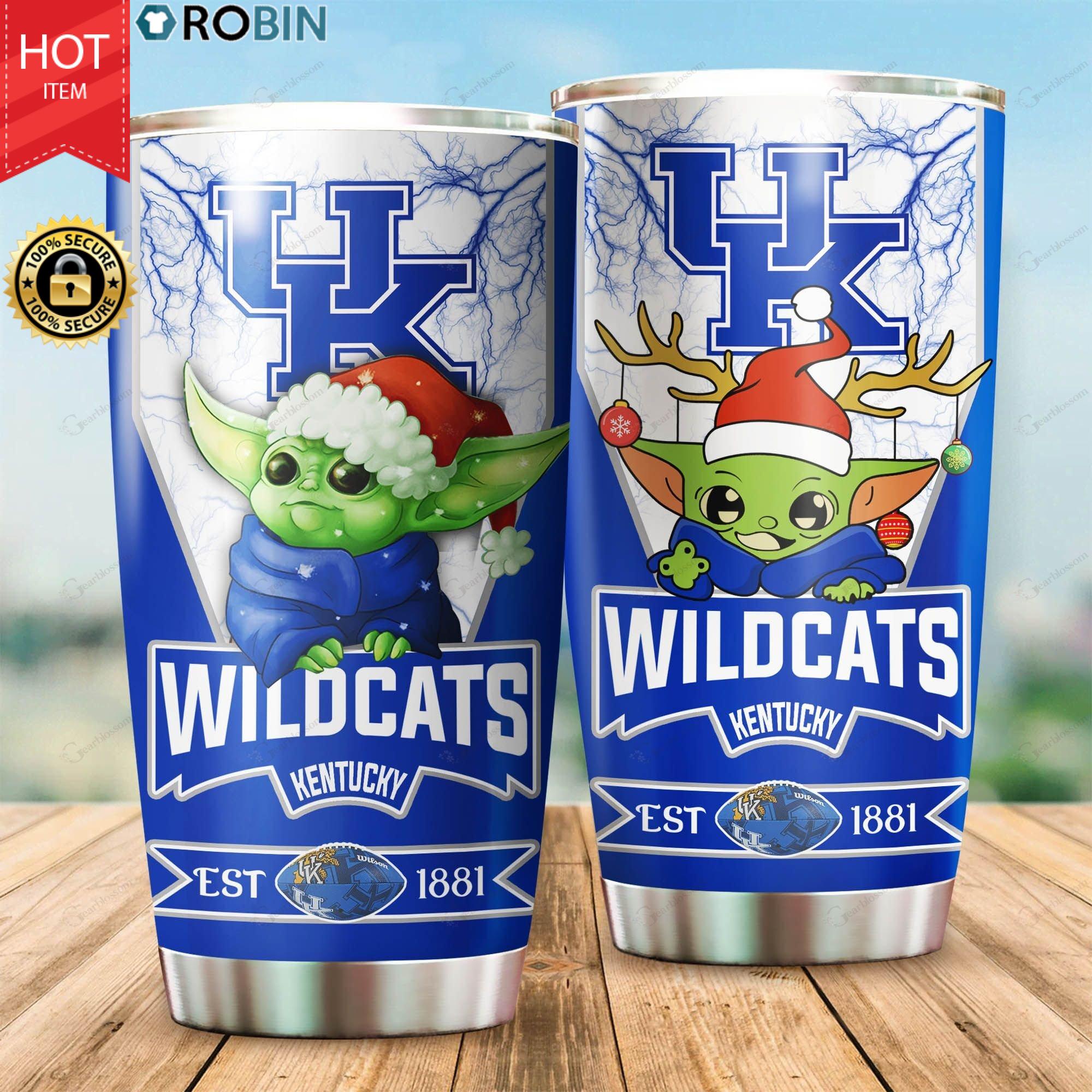 Christmas Baby Yoda Kentucky Wildcats NCAA 20oz Tumbler RobinPlaceFabrics