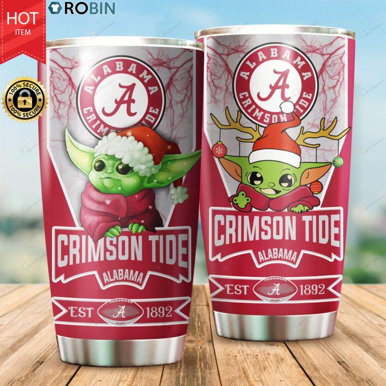 Christmas Baby Yoda Alabama Crimson Tide NCAA 20oz Tumbler