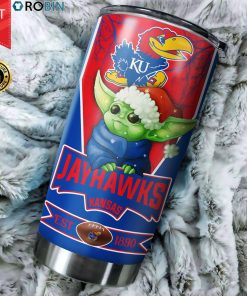 Christmas Baby Yoda Kansas Jayhawks NCAA 20oz Tumbler