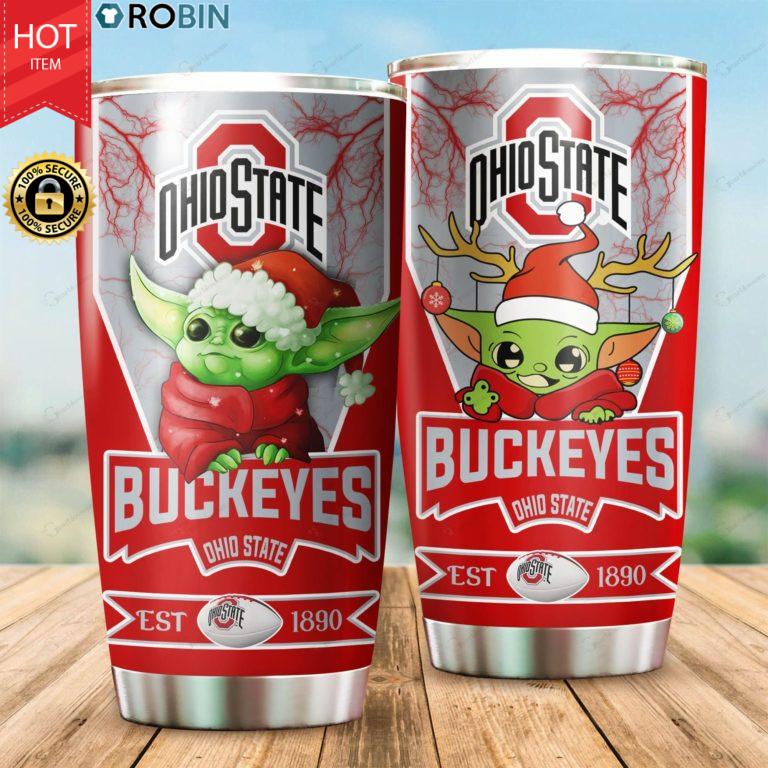 Christmas Baby Yoda Ohio State Buckeyes NCAA 20oz Tumbler