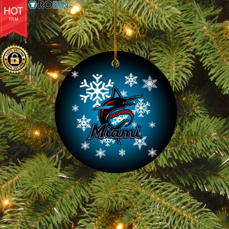Miami Marlins Merry Christmas Circle Ornament