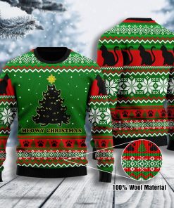 Black Cat Meowy Christmas All-Over Print Wool Sweater Black Cat Meowy Christmas All-Over Print Wool Sweater