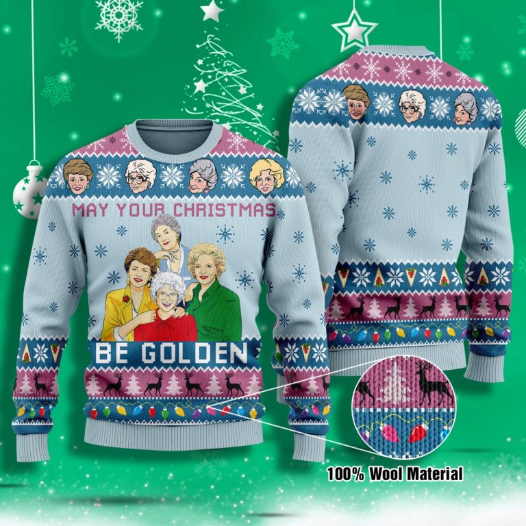 Golden Girls May Your Christmas Be Golden All-Over Print Wool Sweater