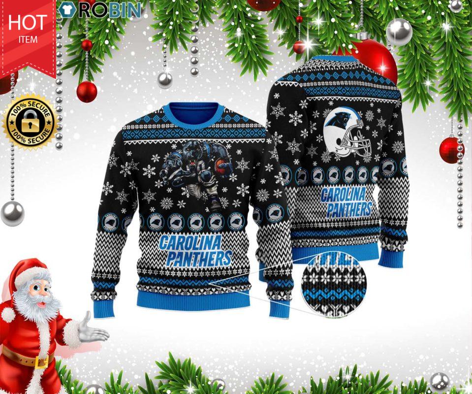 Carolina Panthers Football 3D Ugly Christmas Sweater