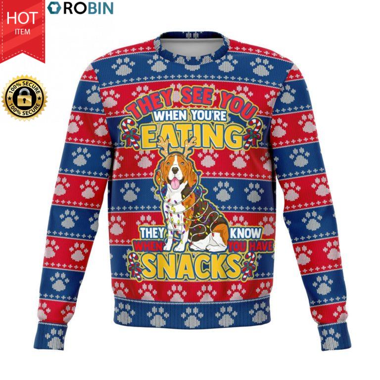 Beagle See You Eating Snacks All-Over Printed Wool Sweaters