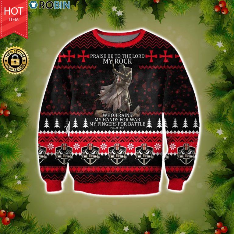 Knight Templar -praise Be To The Lord My Rock Psalm 1441 Christmas Wool Sweater