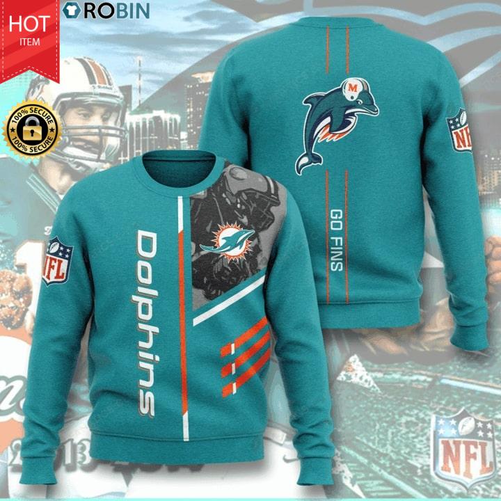 Miami Dolphins Go Fins Full Printed Sweater - RobinPlaceFabrics