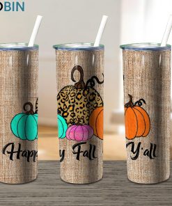 Fall Yall Pumpkin Leopard Fall 17oz Tumbler