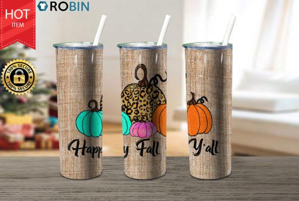 Fall Yall Pumpkin Leopard Fall 17oz Tumbler