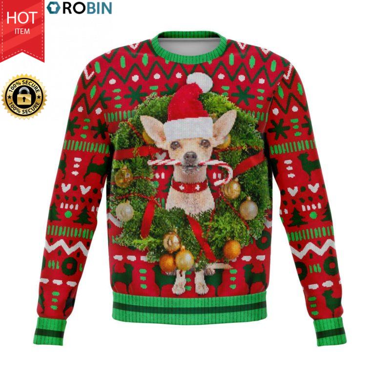 Playful Chihuahua Merry Christmas 3D Allover Printed Wool Sweater