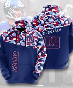 Go Big Blue New York Giants Camo Full Printed Hoodie