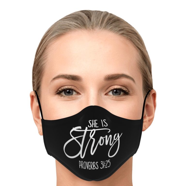 Proverbs 31-25 She Is Strong Face Mask With PM2.5 Filter