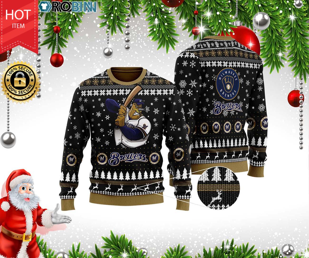 Milwaukee Brewers 3D Ugly Christmas Wool Sweater - RobinPlaceFabrics