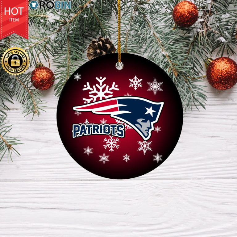 New England Patriots Merry Christmas Circle Ornament