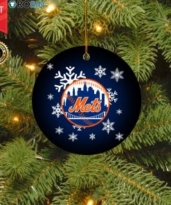 New York Mets Merry Christmas Circle Ornament