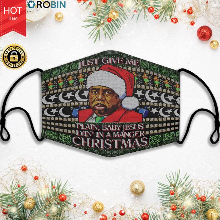 Just Give Me Plain Baby Jesus Ugly Christmas Face Mask + PM2.5 Filter