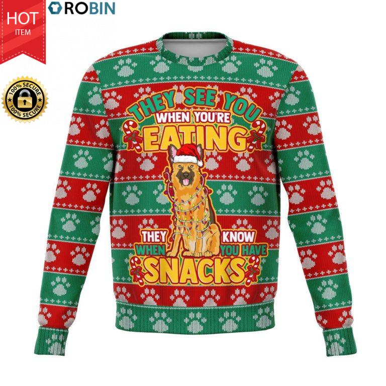 German Shephard See You Eating Snacks All-Over Printed Wool Sweaters