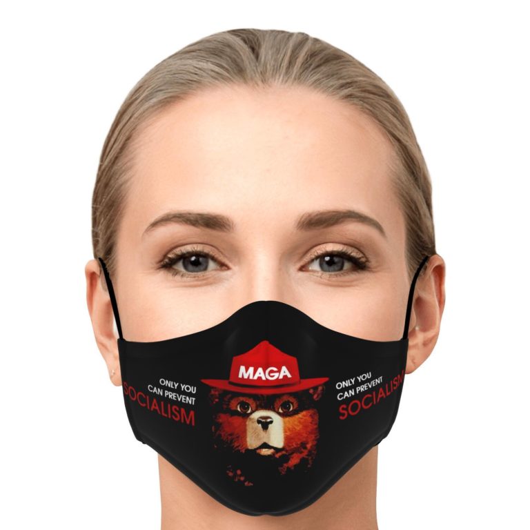 Only You Can Prevent Socialism MAGA Smokey The Bear Face Mask With PM2.5 Filter