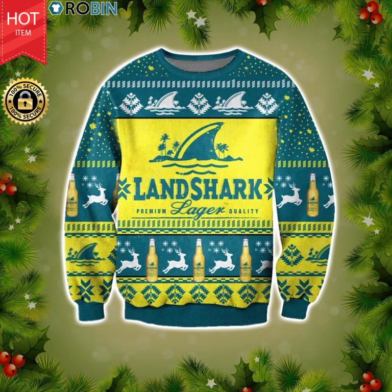 Landshark Lager Beer All Over Print Wool Christmas Sweater