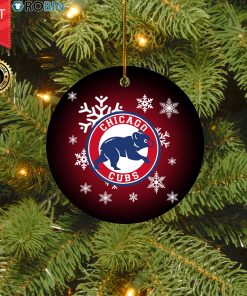 Chicago Cubs Merry Christmas Circle Ornament