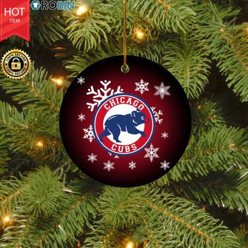 Chicago Cubs Merry Christmas Circle Ornament RobinPlaceFabrics