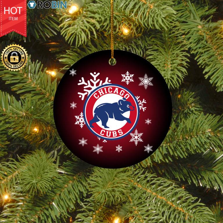 Chicago Cubs Merry Christmas Circle Ornament