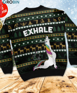 Unicorn Yoga Exhale Ugly Sweater