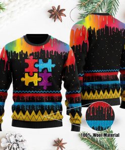 Autism Awareness Full Printed Christmas Wool Sweater