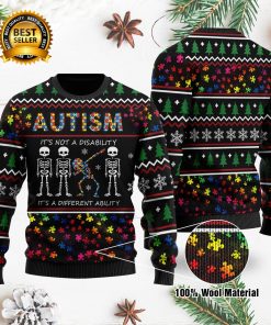 Autism Is Not Disability Full Printed Christmas Wool Sweater