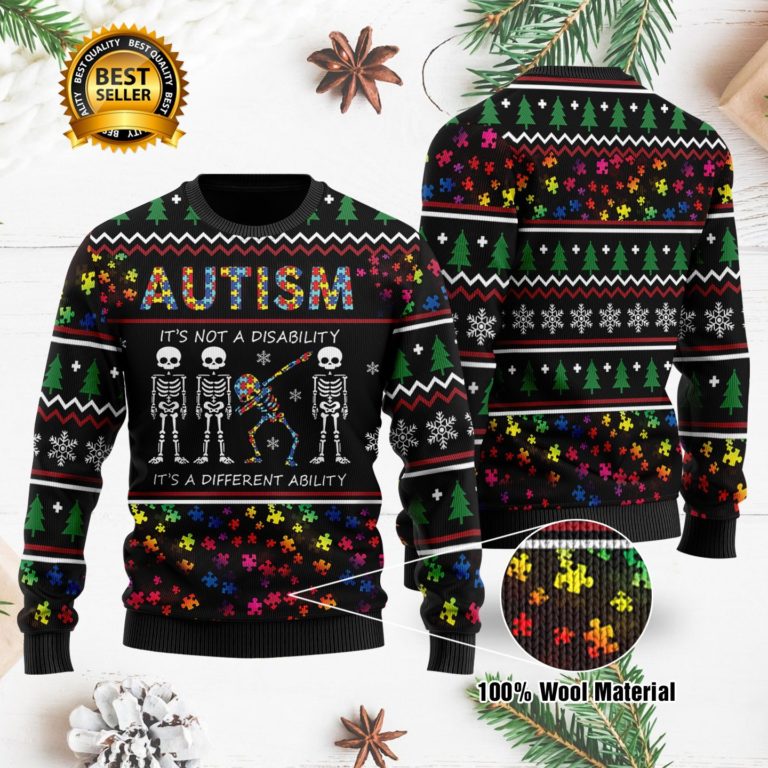 Autism Is Not Disability Full Printed Christmas Wool Sweater